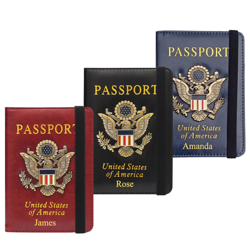 Personalized Leather Passport Holder, Travel Passport Cover, Passport Case