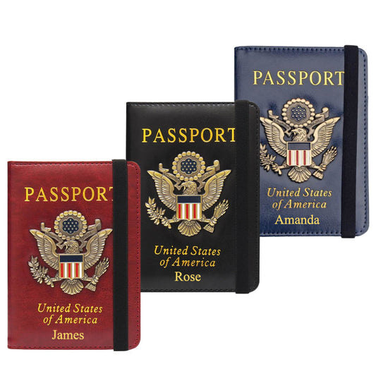 Personalized Leather Passport Holder, Travel Passport Cover, Passport Case