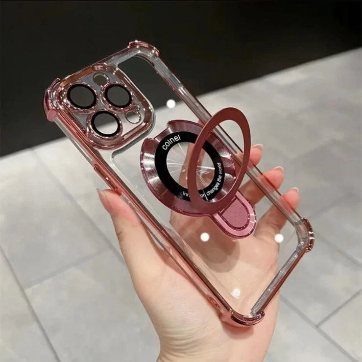 Accurateg.Uc24 for iPhone 16 15 14 Four Corners Anti-Drop Magnetic Bracket Case