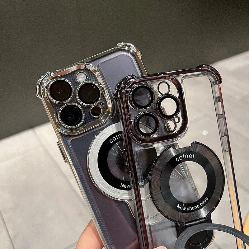 Accurateg.Uc24 for iPhone 16 15 14 Four Corners Anti-Drop Magnetic Bracket Case