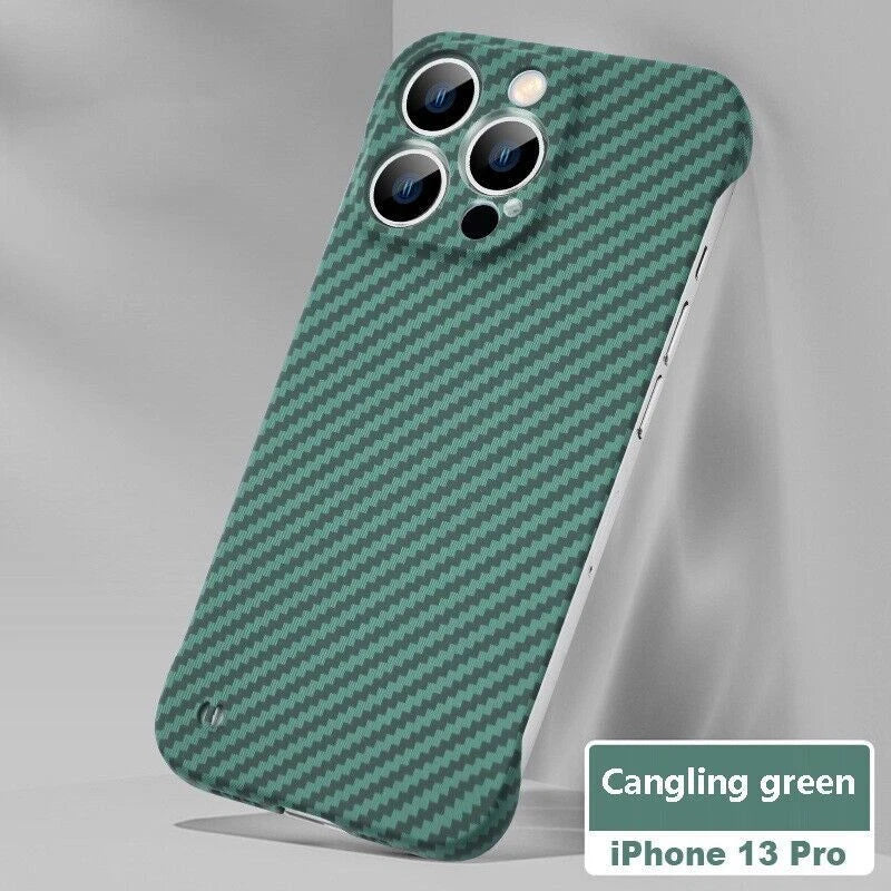 For iPhone 16 Pro Max 15 14 Shockproof Frameless Carbon Fiber Phone Case Cover