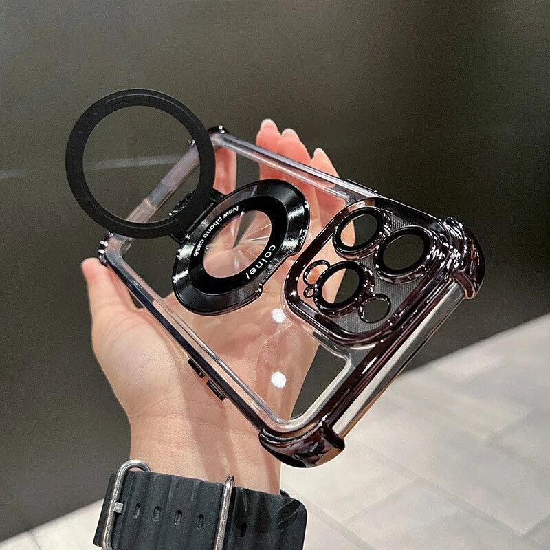 Accurateg.Uc24 for iPhone 16 15 14 Four Corners Anti-Drop Magnetic Bracket Case
