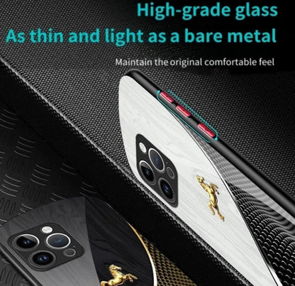 Urgalaxy Personalized Horse Wood Grain Glass Case,Magnetic Case for iPhone 17/16