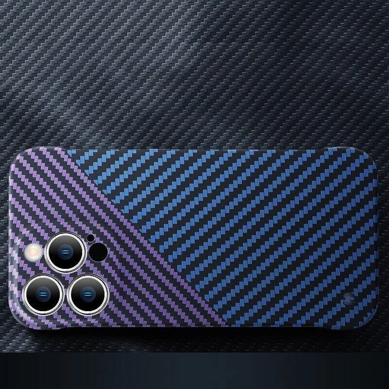 For iPhone 16 Pro Max 15 14 Shockproof Frameless Carbon Fiber Phone Case Cover