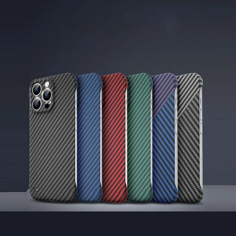 For iPhone 16 Pro Max 15 14 Shockproof Frameless Carbon Fiber Phone Case Cover