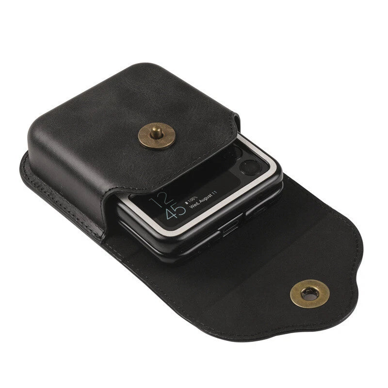 For Motorola Razr + 2024 Magnetic Flap Case PU Leather Belt Clip Holster Pouch