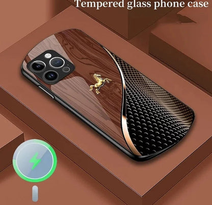Urgalaxy Personalized Horse Wood Grain Glass Case,Magnetic Case for iPhone 17/16