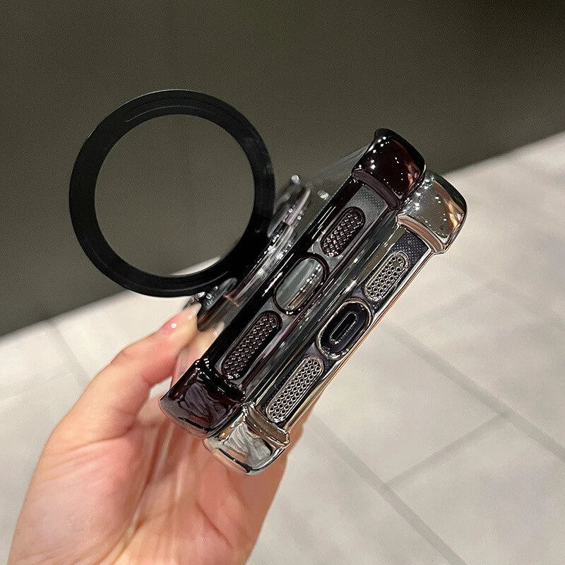 Accurateg.Uc24 for iPhone 16 15 14 Four Corners Anti-Drop Magnetic Bracket Case
