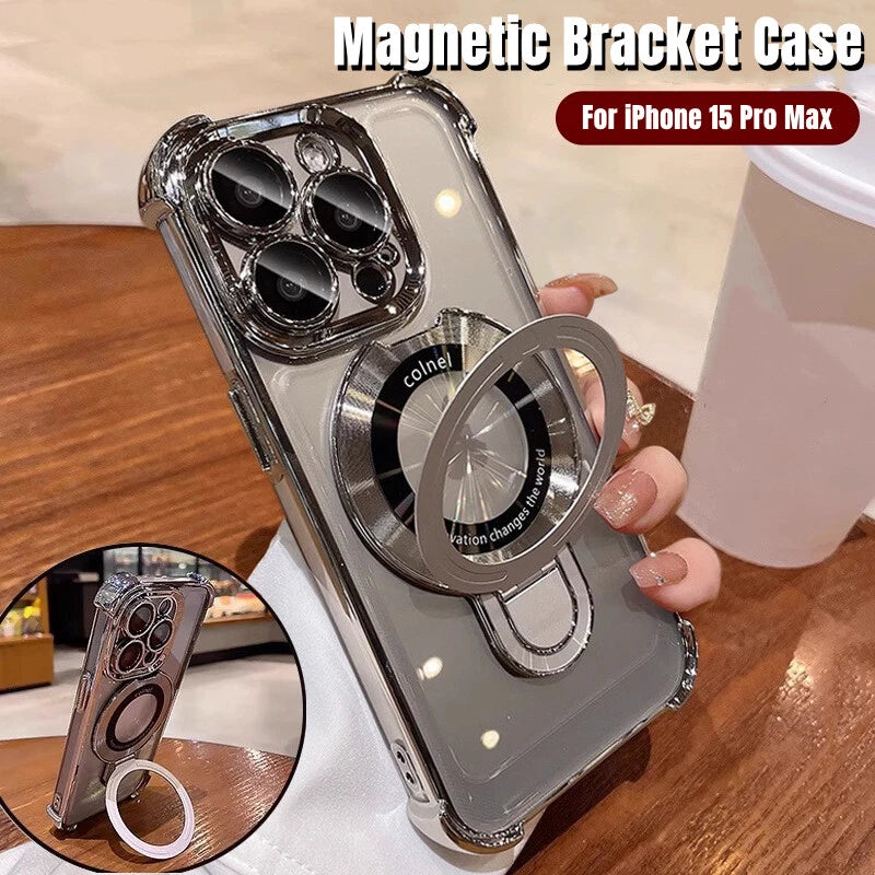 Accurateg.Uc24 for iPhone 16 15 14 Four Corners Anti-Drop Magnetic Bracket Case