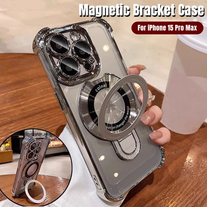 Accurateg.Uc24 for iPhone 16 15 14 Four Corners Anti-Drop Magnetic Bracket Case