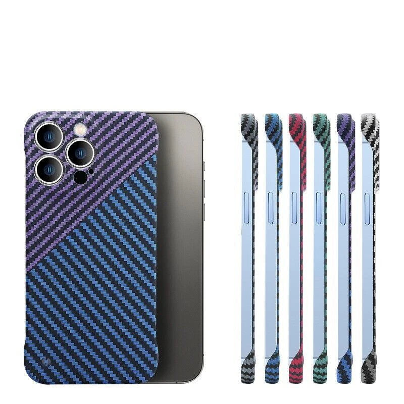 For iPhone 16 Pro Max 15 14 Shockproof Frameless Carbon Fiber Phone Case Cover