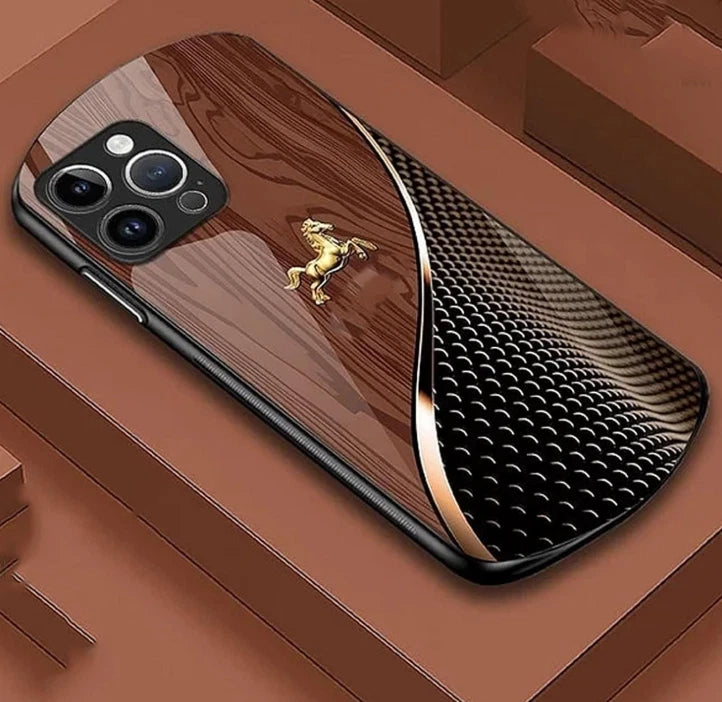 Urgalaxy Personalized Horse Wood Grain Glass Case,Magnetic Case for iPhone 17/16