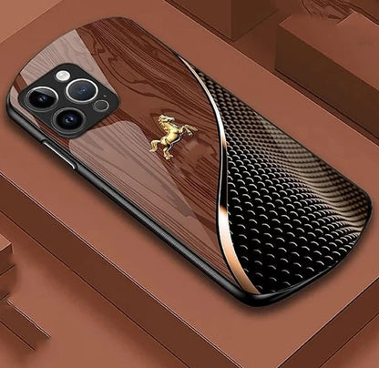 Urgalaxy Personalized Horse Wood Grain Glass Case,Magnetic Case for iPhone 17/16