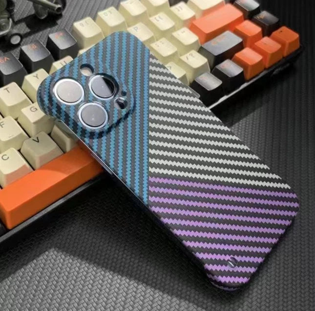For iPhone 16 Pro Max 15 14 Shockproof Frameless Carbon Fiber Phone Case Cover