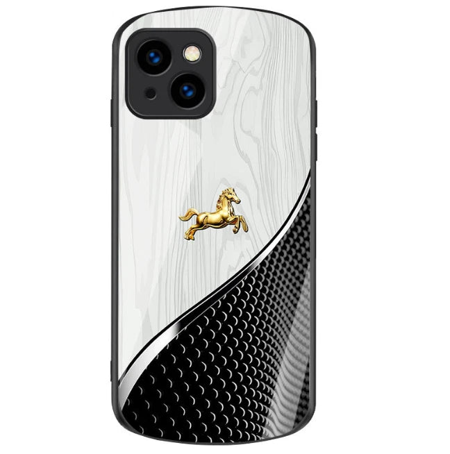 Urgalaxy Personalized Horse Wood Grain Glass Case,Magnetic Case for iPhone 17/16