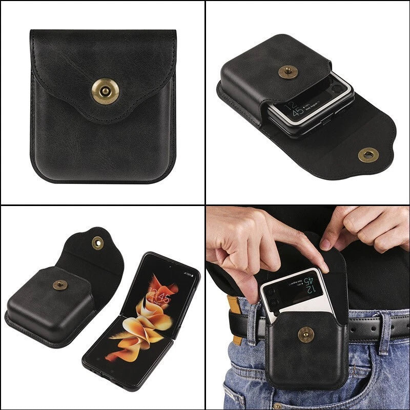 For Motorola Razr + 2024 Magnetic Flap Case PU Leather Belt Clip Holster Pouch