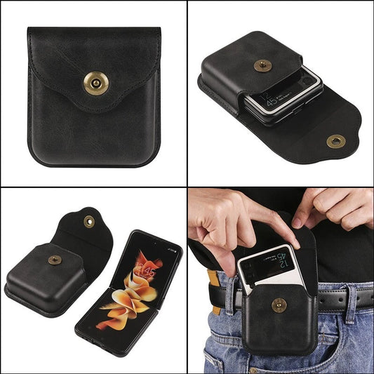 For Motorola Razr + 2024 Magnetic Flap Case PU Leather Belt Clip Holster Pouch