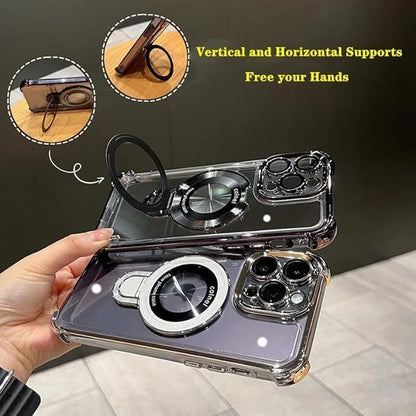 Accurateg.Uc24 for iPhone 16 15 14 Four Corners Anti-Drop Magnetic Bracket Case