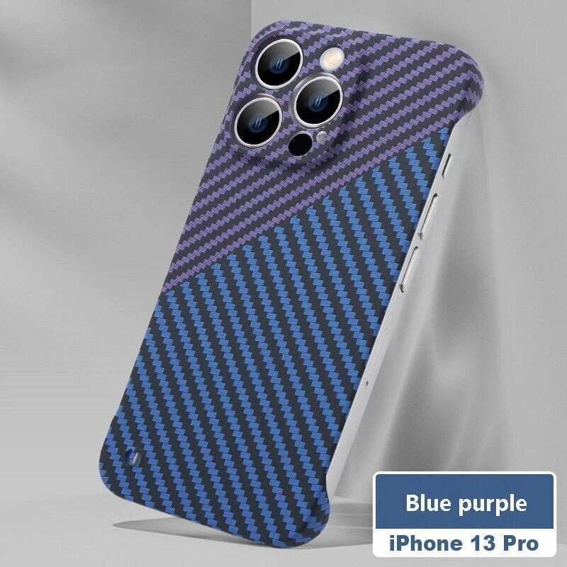 For iPhone 16 Pro Max 15 14 Shockproof Frameless Carbon Fiber Phone Case Cover