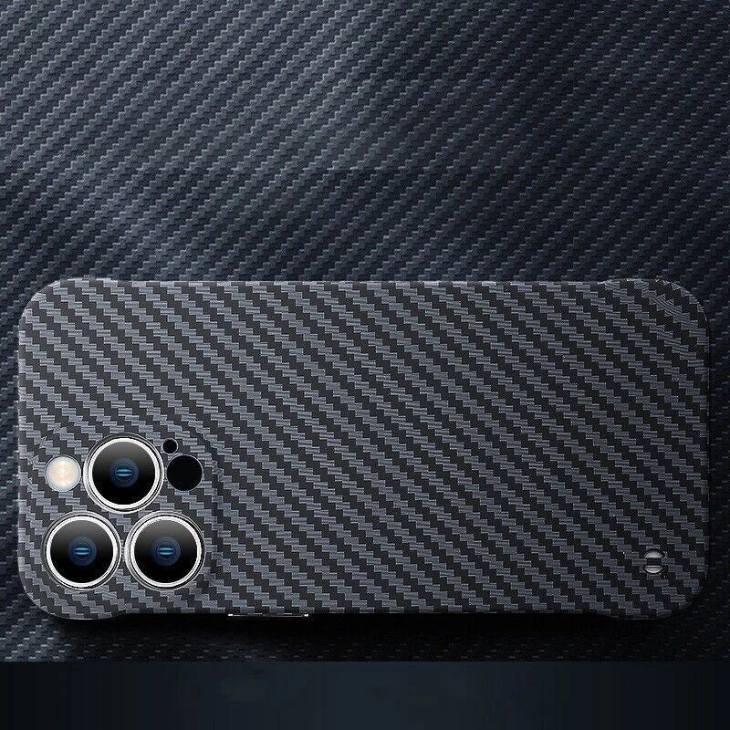 For iPhone 16 Pro Max 15 14 Shockproof Frameless Carbon Fiber Phone Case Cover