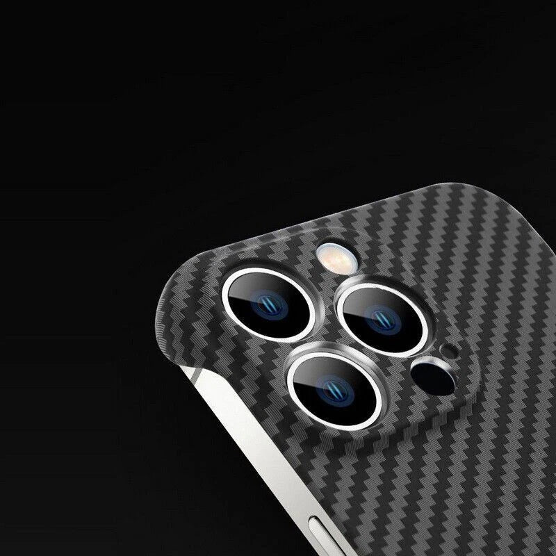 For iPhone 16 Pro Max 15 14 Shockproof Frameless Carbon Fiber Phone Case Cover