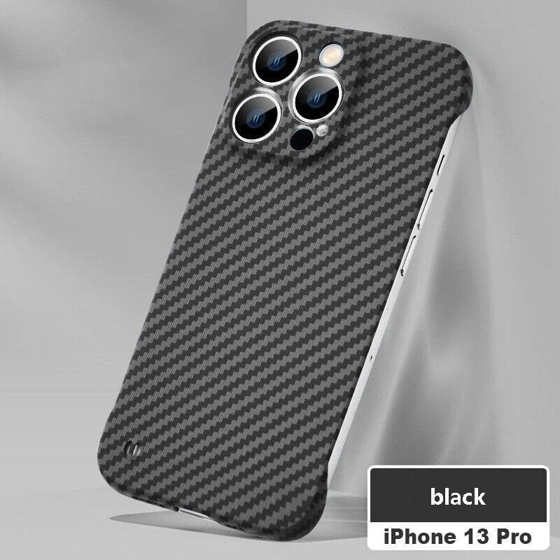 For iPhone 16 Pro Max 15 14 Shockproof Frameless Carbon Fiber Phone Case Cover