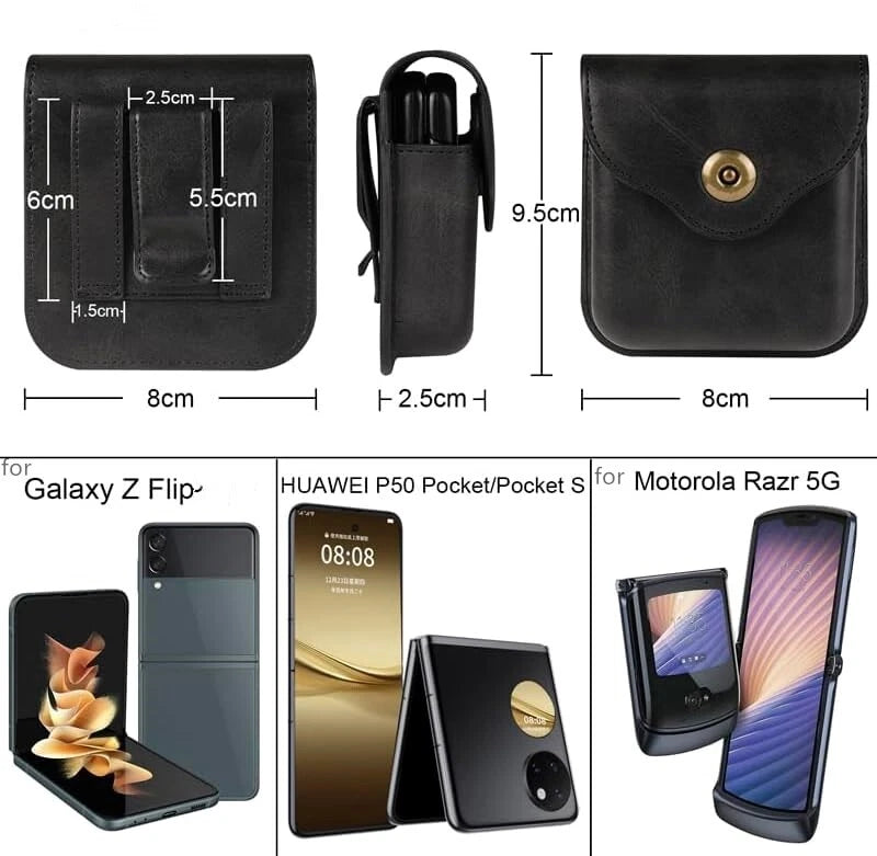 For Motorola Razr + 2024 Magnetic Flap Case PU Leather Belt Clip Holster Pouch