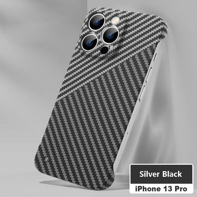 For iPhone 16 Pro Max 15 14 Shockproof Frameless Carbon Fiber Phone Case Cover