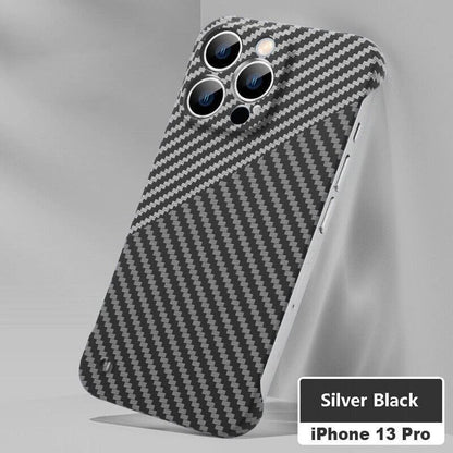 For iPhone 16 Pro Max 15 14 Shockproof Frameless Carbon Fiber Phone Case Cover