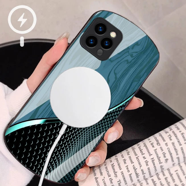 Urgalaxy Personalized Horse Wood Grain Glass Case,Magnetic Case for iPhone 17/16
